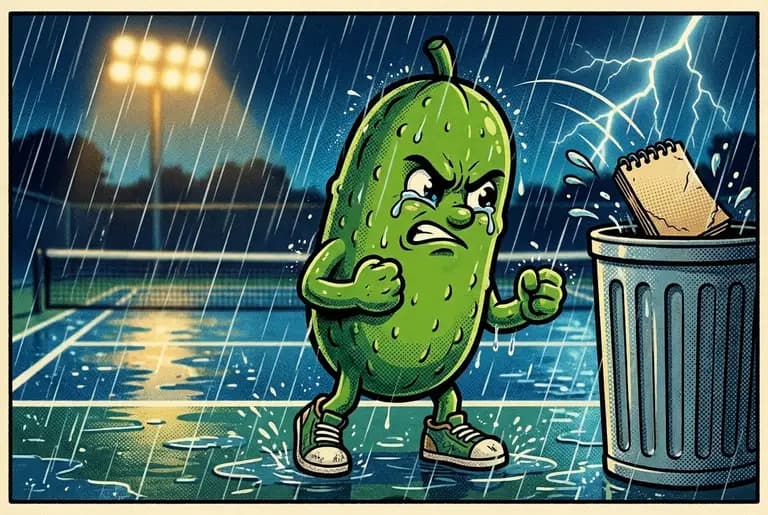 Young Dill hurls his notebook into a trash can in the rain, fists clenched, face caught between tears and fury, lightning far away.