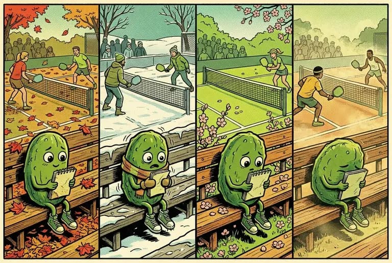 Montage panel: seasons passing over the same bleachers — young Dill alone in autumn leaves, winter snow, spring blossoms, always watching, never playing, face hardening.