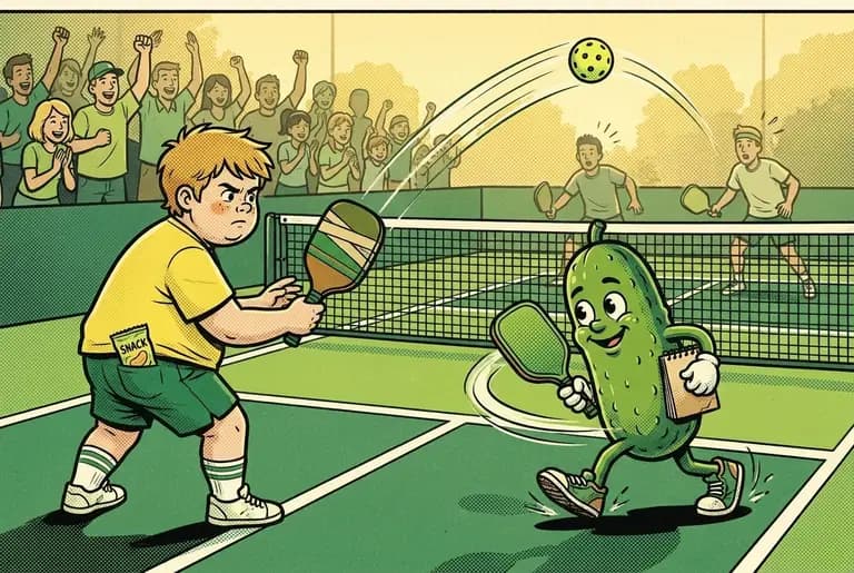 The long rally: young Dill and Sam moving as one — Sam's surprising soft hands at the net, Dill covering deep — the crowd on its feet as the ball crosses the net again and again.