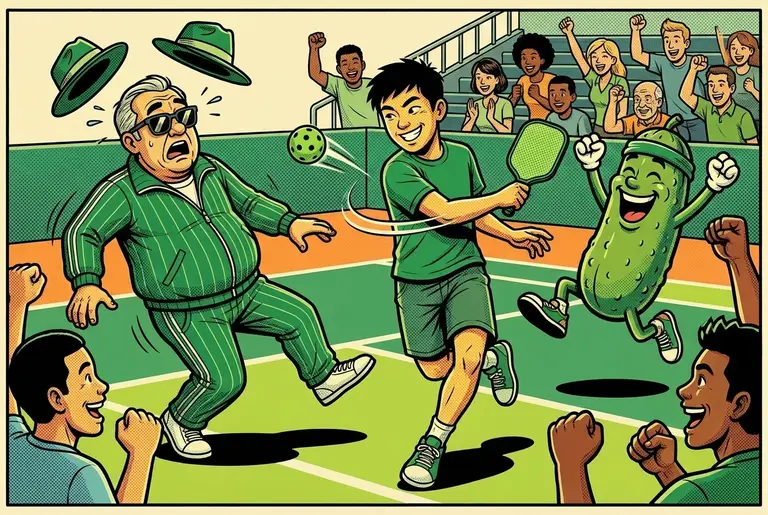 The newcomer smashes the winning shot past a flabbergasted Lobfather whose fedora flies off, as Dill and the crowd celebrate.
