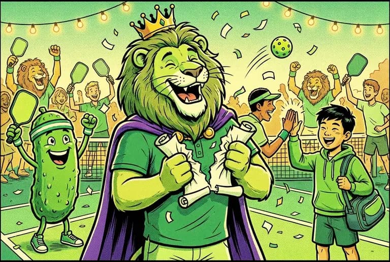 King Leo tears up the decree as lions, Dill, and the newcomer celebrate together under the Den's lights.
