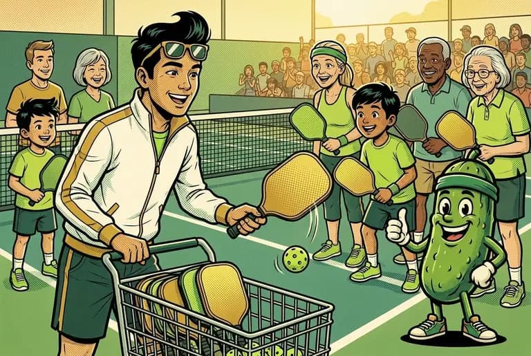 Ace arrives at Nineveh Rec with a cart of paddles and coaches delighted beginners while Dill beams courtside.