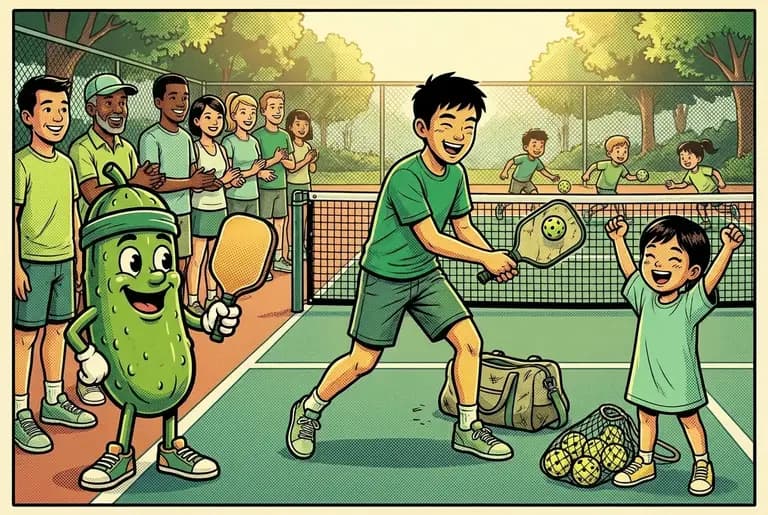 Dill gives thanks over the little mesh bag, then two paddles start a rotating mini-rally while kids ferry the five balls and the crowd organizes into cheering circles.