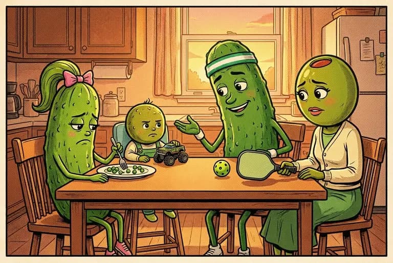 Dinner table gloom: Cori pushes peas around her plate while the family listens; her sparkle dimmed for the first time anyone can remember.