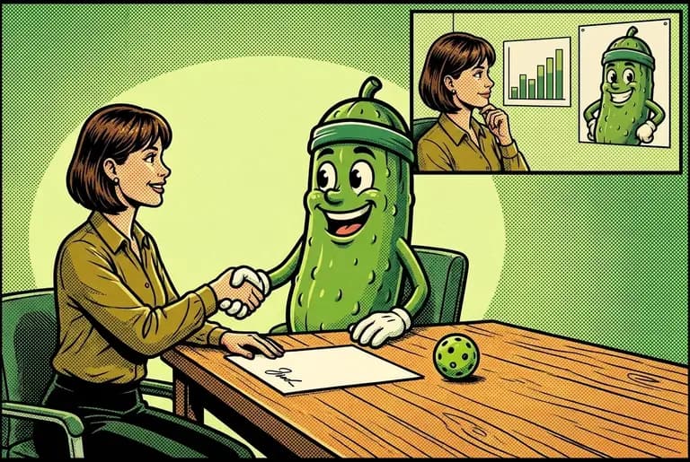 The signing: a smaller-scope contract on the table, handshakes all around; back at the office the manager looks at the modest number, then at Dill, recalibrating.